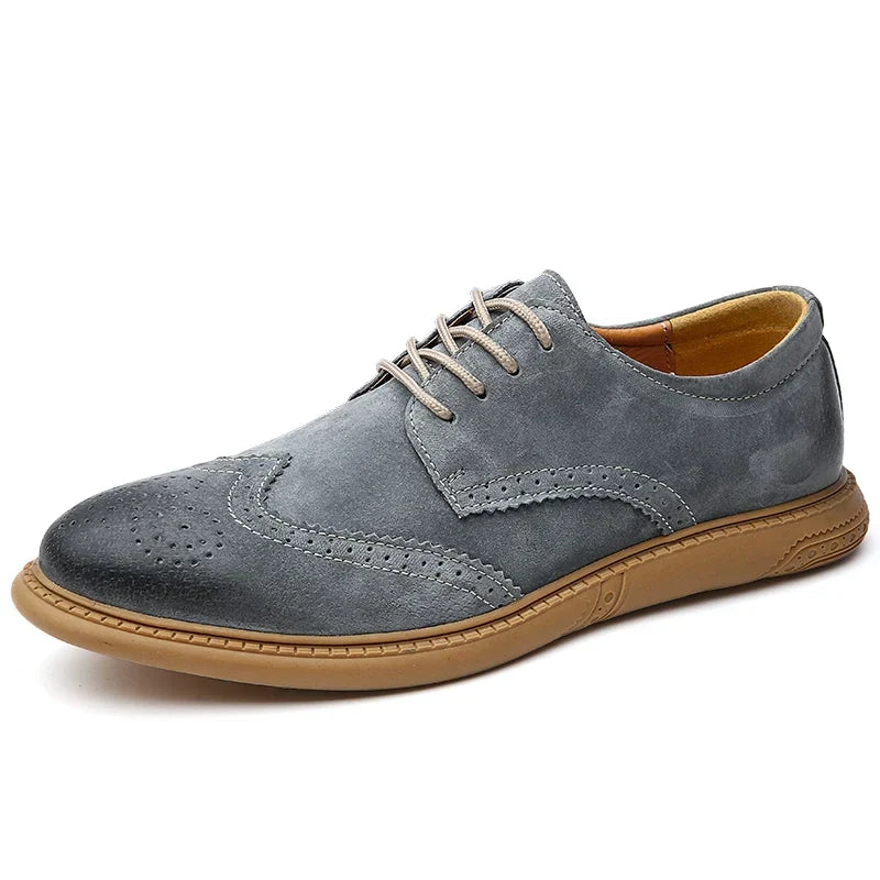 Men's Suede Wingtip Brogue Lace-Up Shoes