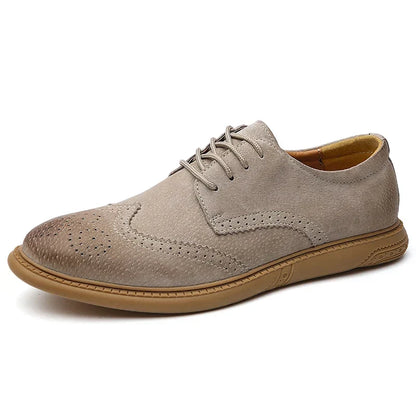 Men's Suede Wingtip Brogue Lace-Up Shoes