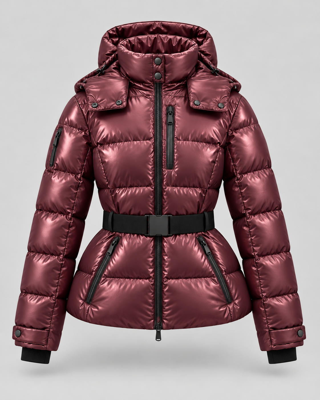 Women's Hooded Belted Puffer Jacket