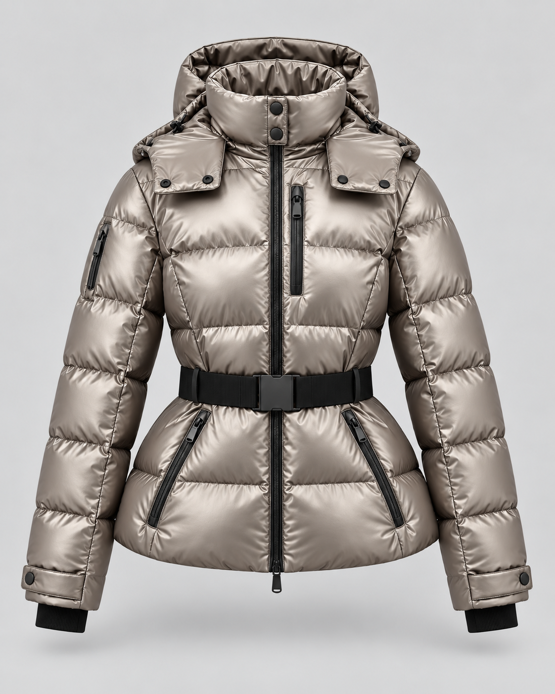 Women's Hooded Belted Puffer Jacket