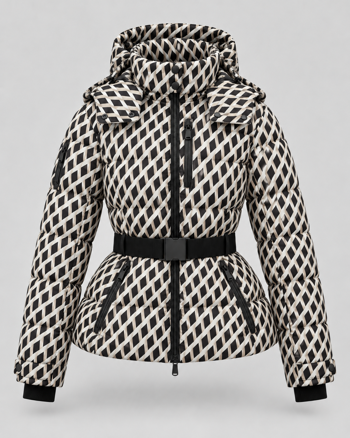 Women's Hooded Belted Puffer Jacket