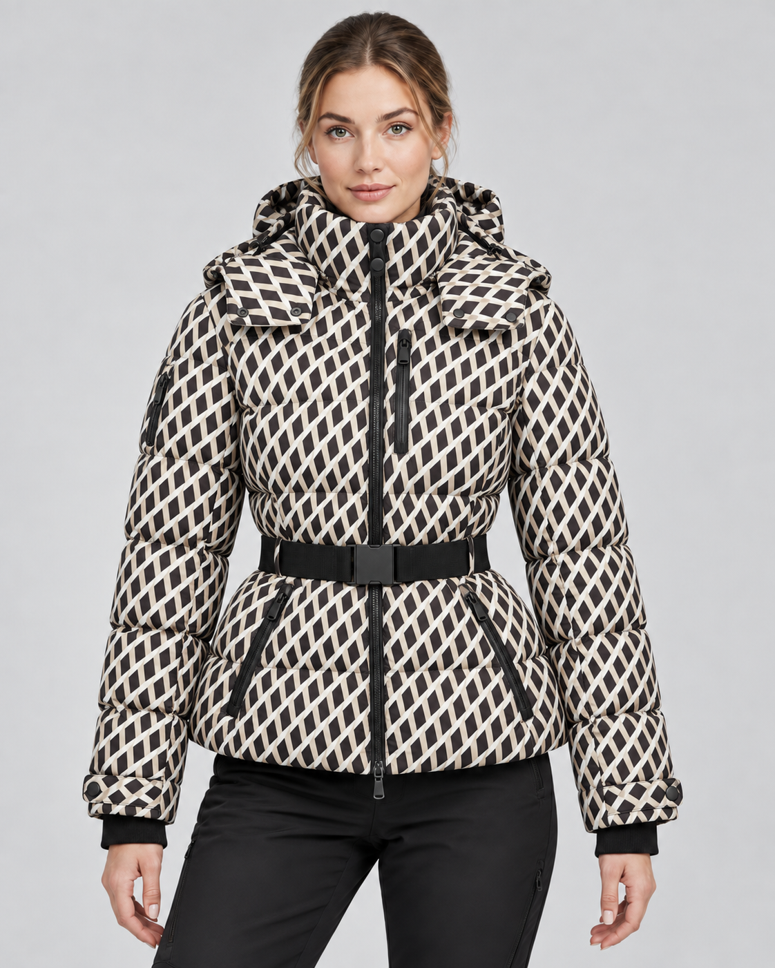 Women's Hooded Belted Puffer Jacket
