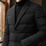 Men's Black Quilted Puffer Blazer – Notch Lapel Longline Blazer Jacket