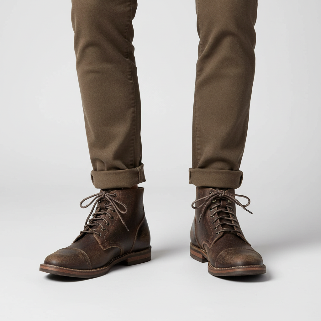 Men's Retro Cap Toe Lace-Up Ankle Boots