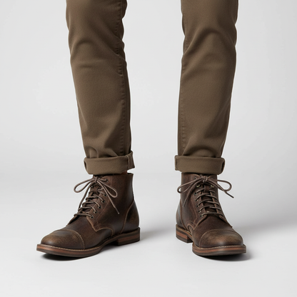 Men's Retro Cap Toe Lace-Up Ankle Boots