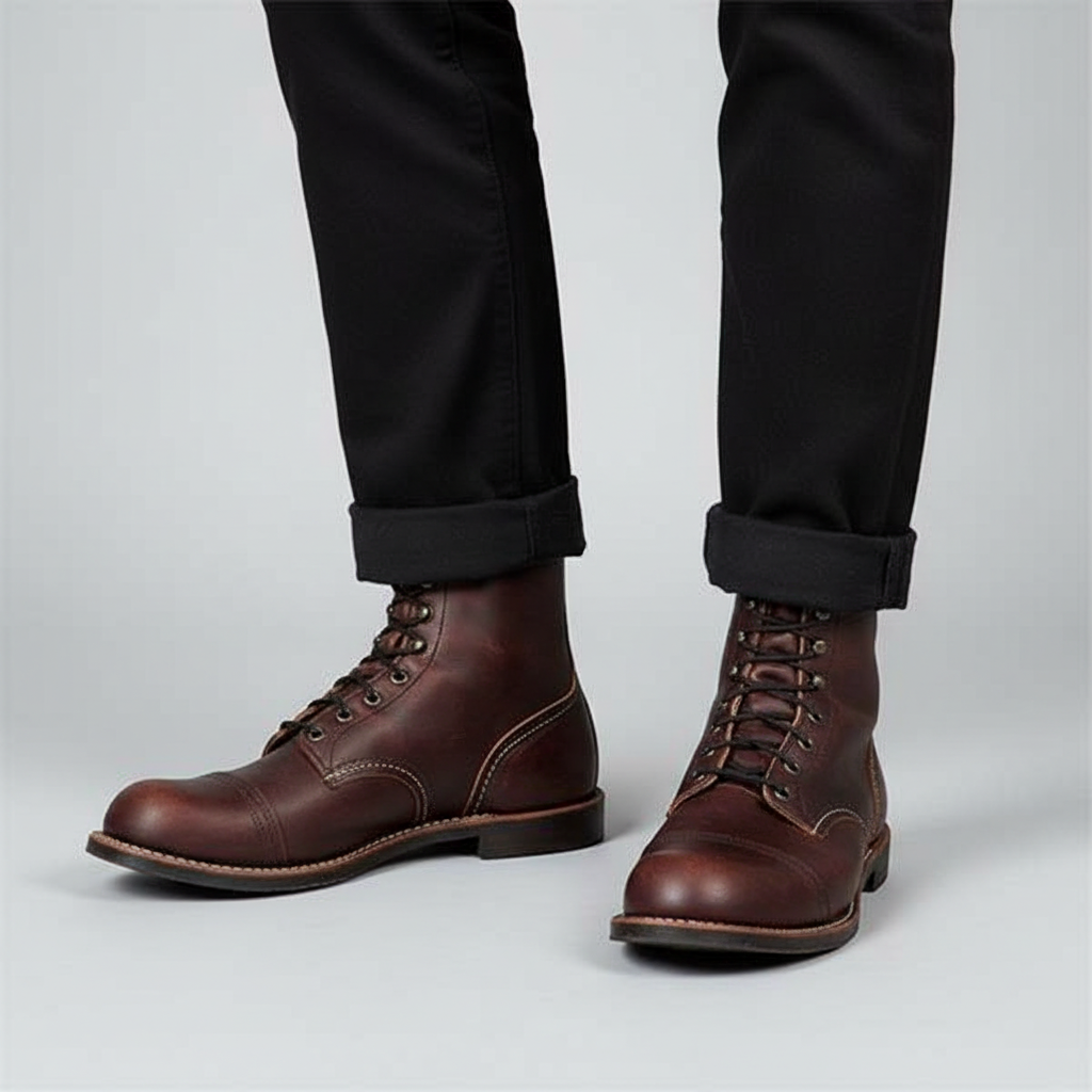 Men's Retro Cap Toe Lace-Up Ankle Boots