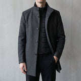 Men's Wool-Blend Longline Overcoat – Single Breasted Tailored Coat